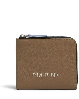 Marni Portemonnaie mit Logo-Stickerei - Braun