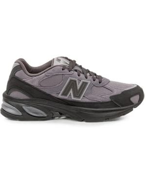 New Balance Panelled Mesh-Suede Trainers - Grey