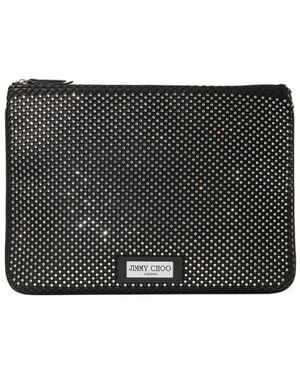 Jimmy Choo Diamond Crystal-Embellished Zip Pouch - Black