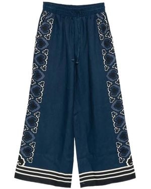Sea Blaise Print Drawstring Pants - Blue