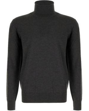 ZEGNA Dark Mélange Roll-Neck Jumper - Black