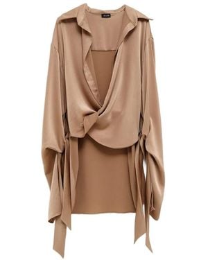 Atlein Draped Tie Shirt - Natural
