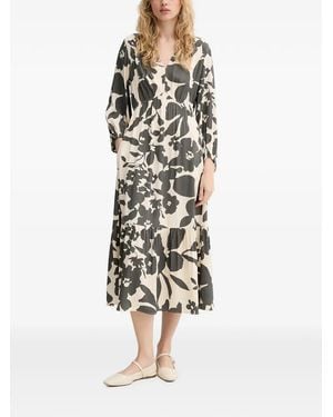 Marc O' Polo Vestido Midi Con Motivo Floral - Blanco
