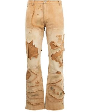Who Decides War Unearthed Button-Fastening Distressed Trousers - Natural