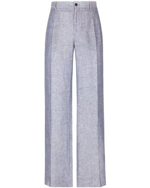 Dolce & Gabbana Straight-leg Linen Trousers - ブルー
