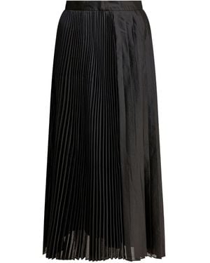 Sandbeige Pleated Midi Skirt - Black