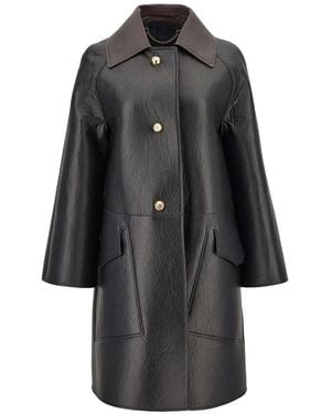 Ferragamo Textured Nappa-Leather Coat - Black
