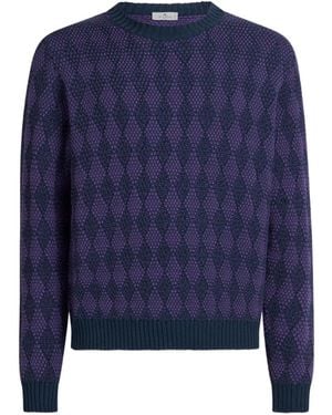 Etro Jacquard Diamond-Pattern Jumper - Blue