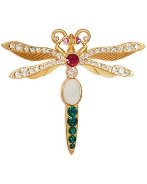 Balmain Brass And Crystal Insect Brooch - Metallic