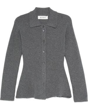 Rohe Ribgebreide Top Met Knopen - Grijs