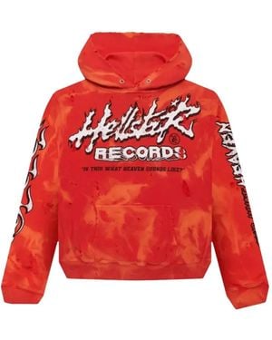 HELLSTAR Sudadera Records Con Capucha Y Efecto Envejecido - Rojo