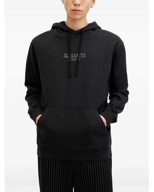 AllSaints Bones Logo-Embroidered Hoodie - Black