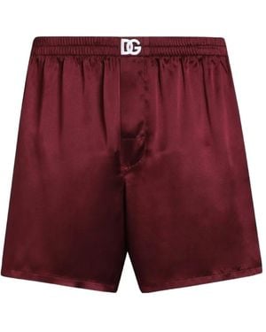 Dolce & Gabbana Silk Satin Boxer Shorts - Red