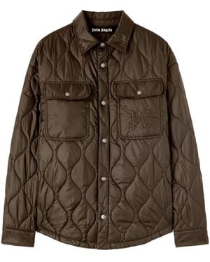 Palm Angels Logo-Embroidered Quilted Jacket - Brown