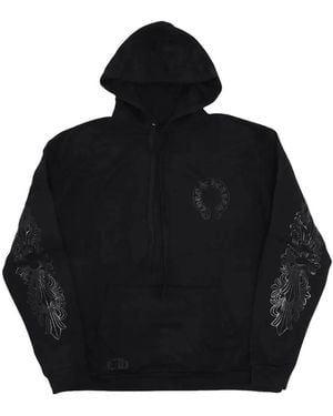 Chrome Hearts Horseshoe Floral-Print Hoodie - Black