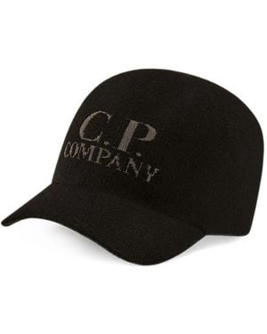 C.P. Company Logo-Knit Merino Cap - Black