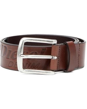 DIESEL B-Flag-D Logo-Embossed Belt - Brown