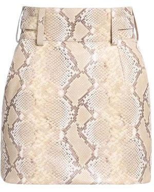 Elie Saab Python-Print Belted Mini Skirt - Natural