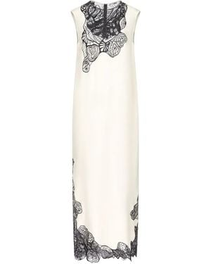 Loulou de Saison Uma Lace-Trim Silk Midi Dress - White