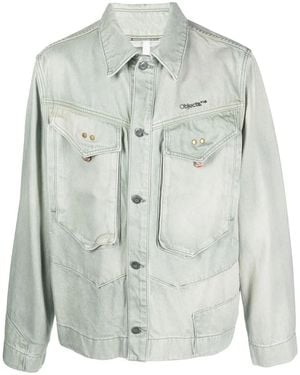 Objects IV Life Logo-Embroidered Denim Jacket - Gray