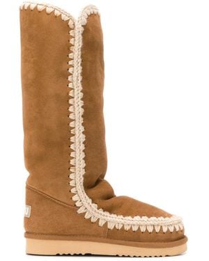 Mou Woven Detail Boots - Brown