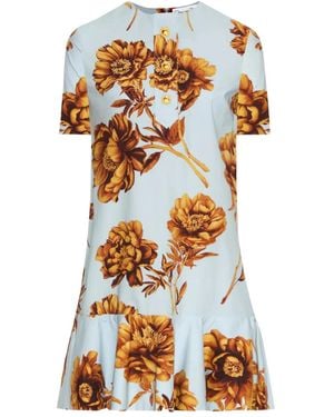 Oscar de la Renta Robe Mi-Longue Imprimée - Blanc