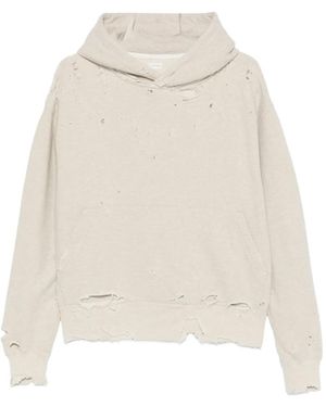 Kuro Distressed-Effect Hoodie - White