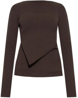 Rick Owens Ribbed asymmetric sweater - Marrón
