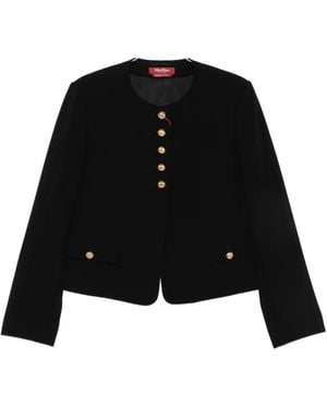 Max Mara Paniere Button-Up Collarless Jacket - Black
