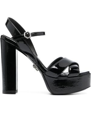 Philipp Plein Patent-effect Heeled Sandals - Black