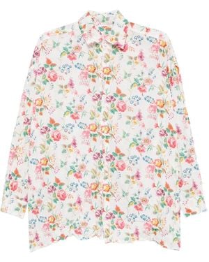 Daniela Gregis Camisa Con Estampado Floral - Blanco