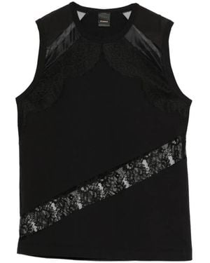 Pinko Sleeveless Top With Lace Details - Black