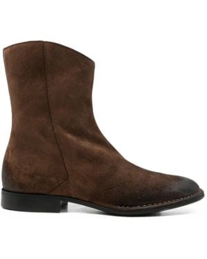Emporio Armani Suede Burnished-Effect Boots - Brown