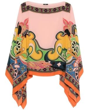 Etro Paisley-Poncho Mit U-Boot-Ausschnitt - Pink