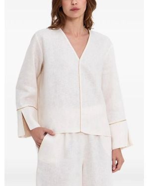 Greek Archaic Kori Tone Trim Blouse - White