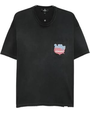 Represent Graphic-Print Chest-Pocket T-Shirt - Black