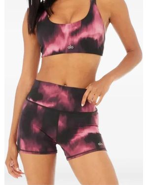 Alo Yoga Tie-Dye High-Waist Shorts - Purple