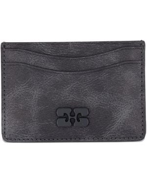 Ganni Logo-Patch Card Holder - Grey