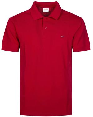 Sun 68 Logo-Embroidery Polo Shirt - Red