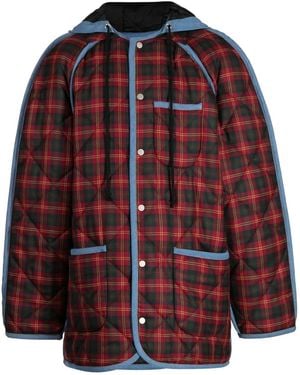 Egonlab Cappotto Tartan Con Cappuccio - Rosso