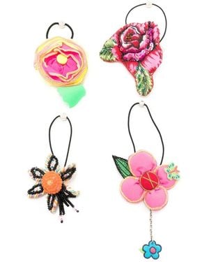 Amir Slama Floral-Appliqué Hair Scrunchie - Pink