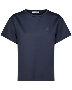 Max Mara T-Shirt Mit Logo-Stickerei - Blau