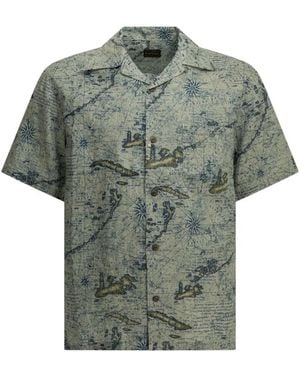 Kapital Camicia A Maniche Corte Con Stampa - Grigio