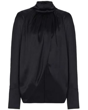 Balmain Draped Silk Blouse - Blue