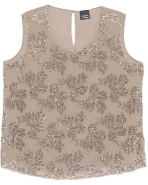 Marina Rinaldi Gioiosa Sequin-Embellished Sleeveless Top - Natural