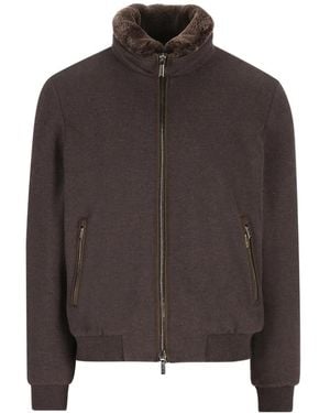 Moorer Pocket Zip-Up Jacket - Brown