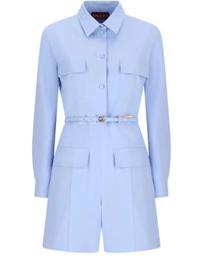 Gucci Playsuit Met Zak Met Ceintuur - Blauw