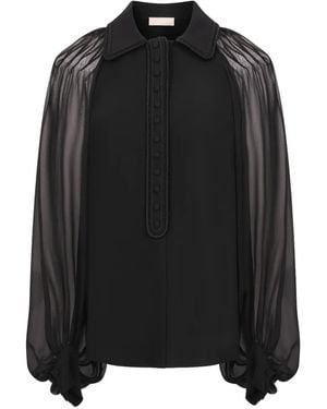 Elie Saab Cord Embellished Silk Shirt - Black