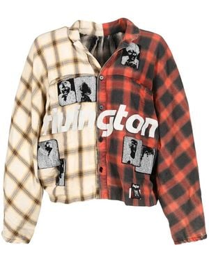 RRR123 Nazarene Patchwork Check-Pattern Shirt - White