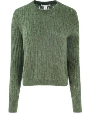 Autumn Cashmere Ladder-Stitch Crew-Neck Jumper - Green